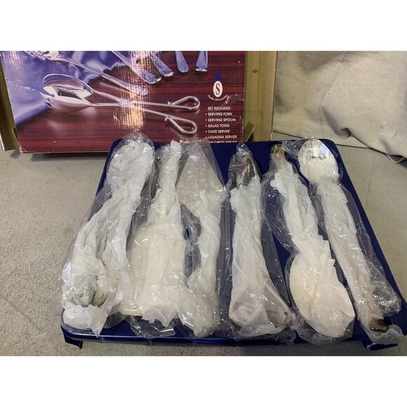 New Studio Silversmiths 5 Piece 12" Serving Set SilverPlated SaladTong SpoonFork - Picture 6 of 7